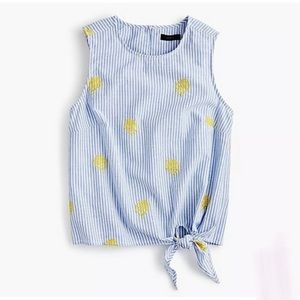 J. CREW Seersucker Embroidered Tank, Sz 6
